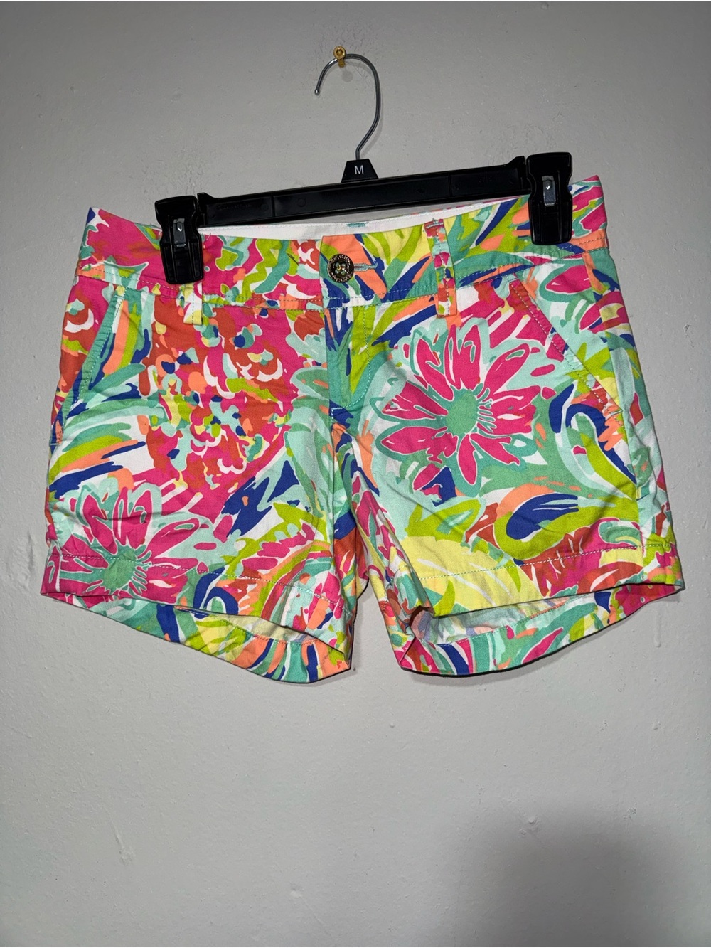 Lilly Pulitzer Callahan Vibrant Pink Multi Floral Jean Shorts